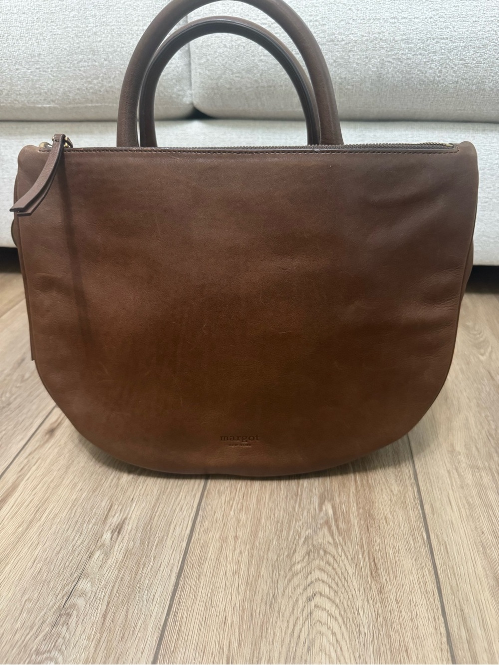 margot Brown Leather Crescent Satchel